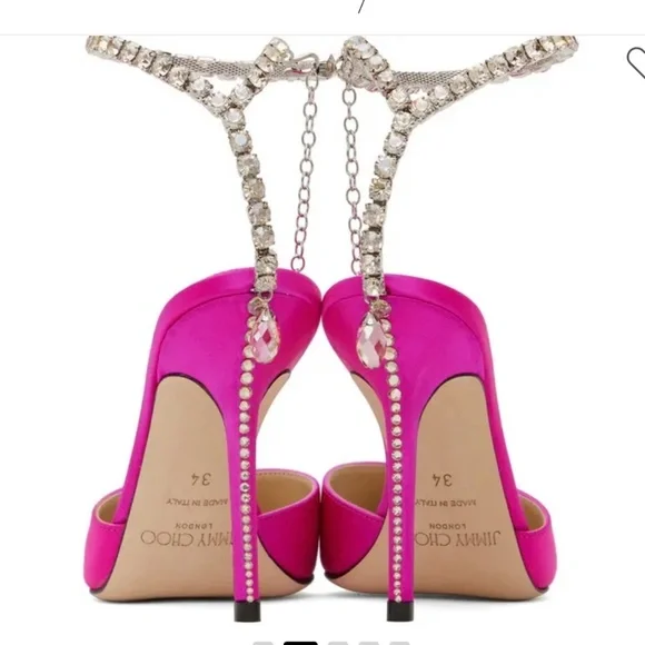 Jimmy Choo Saeda 100 fuschia crystal heels - Picture 2 of 14